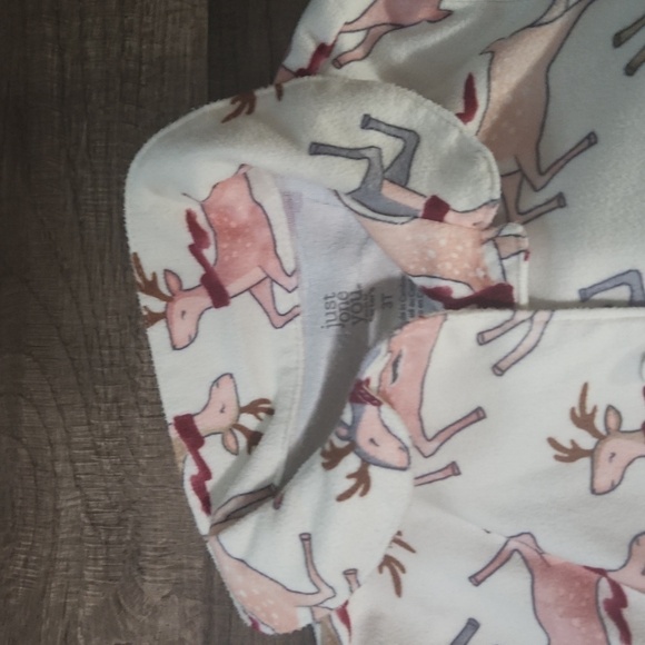 Christmas Reindeer Flannel Pajamas Girls Size 3T Ruffled - Picture 4 of 7